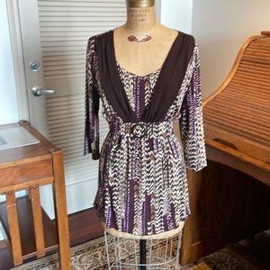 Venezia mock wrap mini dress with V-neck